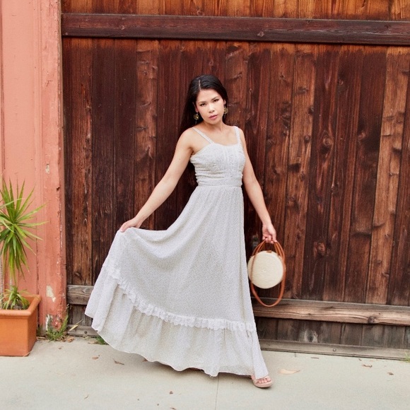 Gunne Sax Ivory Calico Maxi Dress - Picture 2 of 11